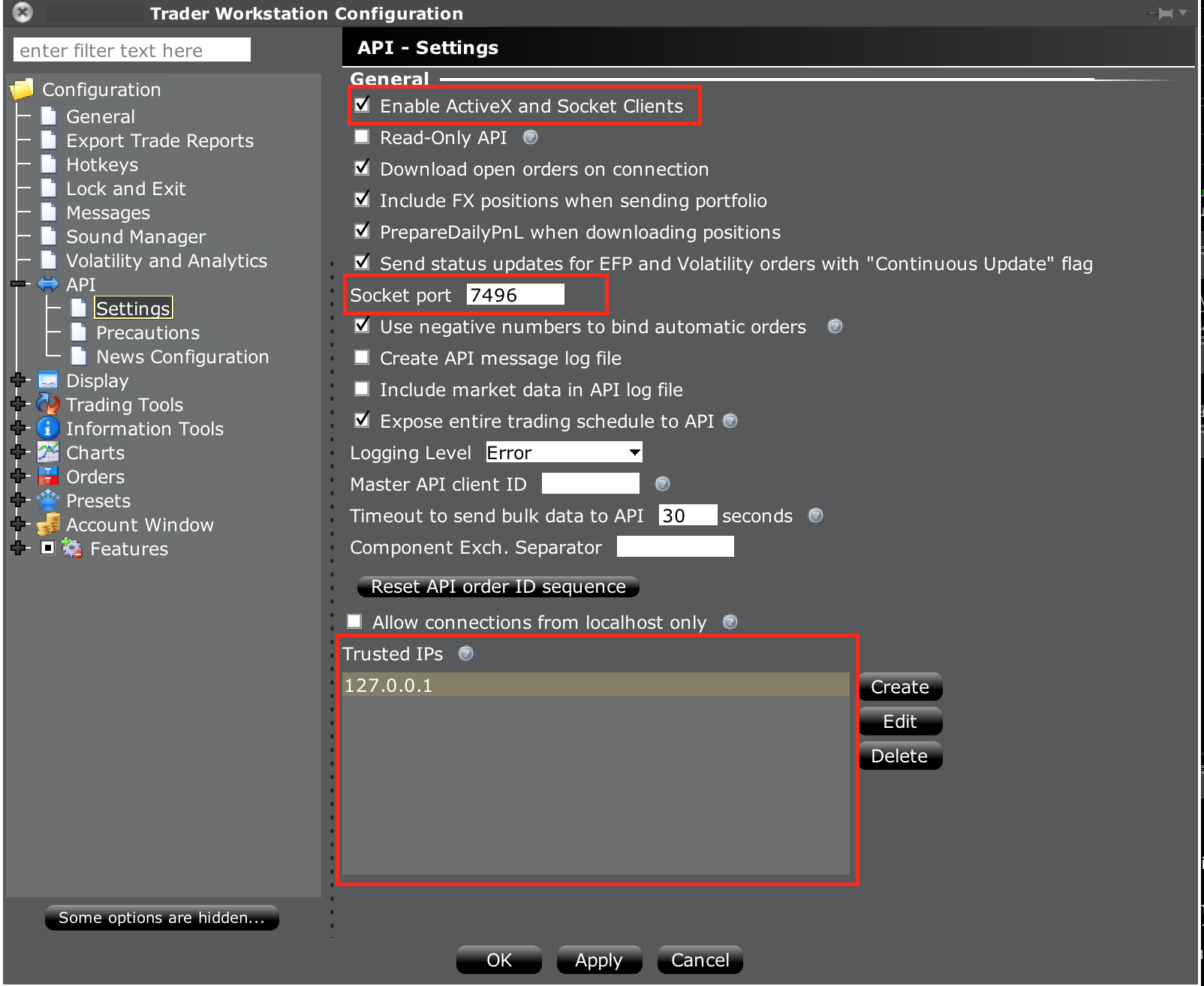 TWS API Configuration